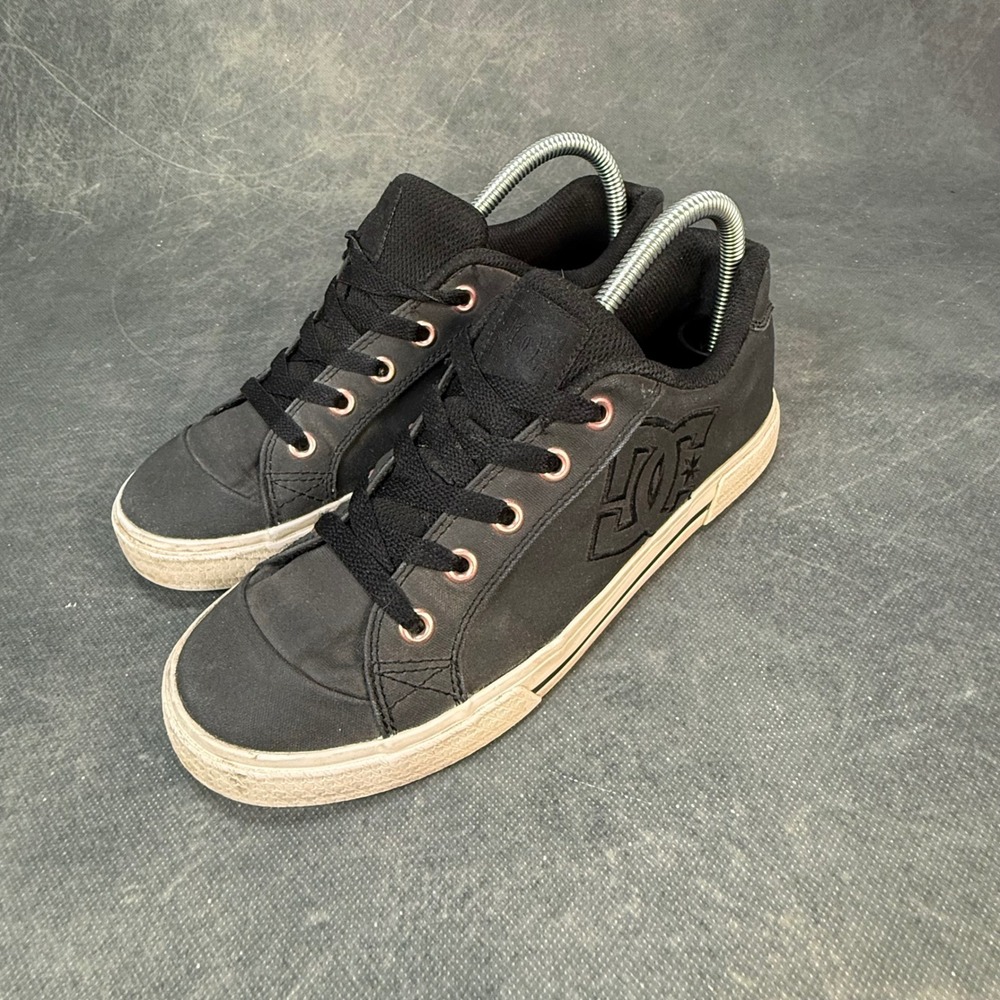 DC Chelsea TX SE Black Canvas Skate Shoes Sneakers Rose Gold Mens 8.5